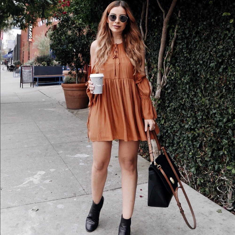 Orange Contemporary Swing Dress